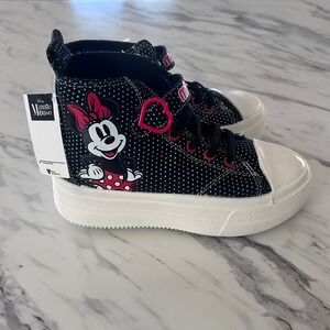 Disney Minnie Mouse Girls High Top Sneakers Black Polka Dot Size 13 NEW